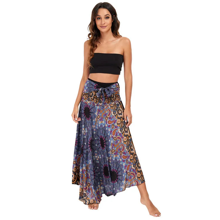 Boho Floral Maxi Skirt | Chiffon Gypsy Beach Skirt for Women
