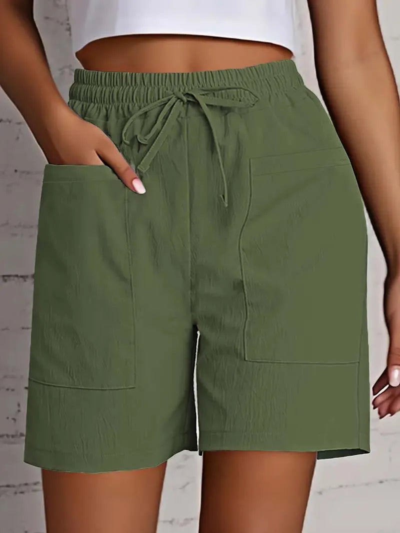 Women's High Waist Casual Shorts – Loose Fit with Pockets
