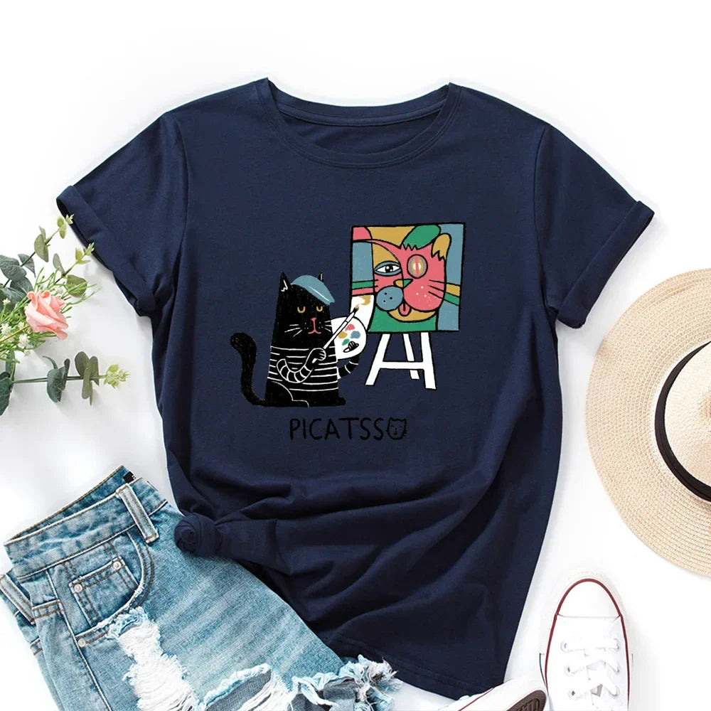 Oversized Women Short Sleeve T-shirt Fashion Graphic T Shirt 100% Cotton Women Top Summer Women's Tshirt Harajuku Woman Clothes