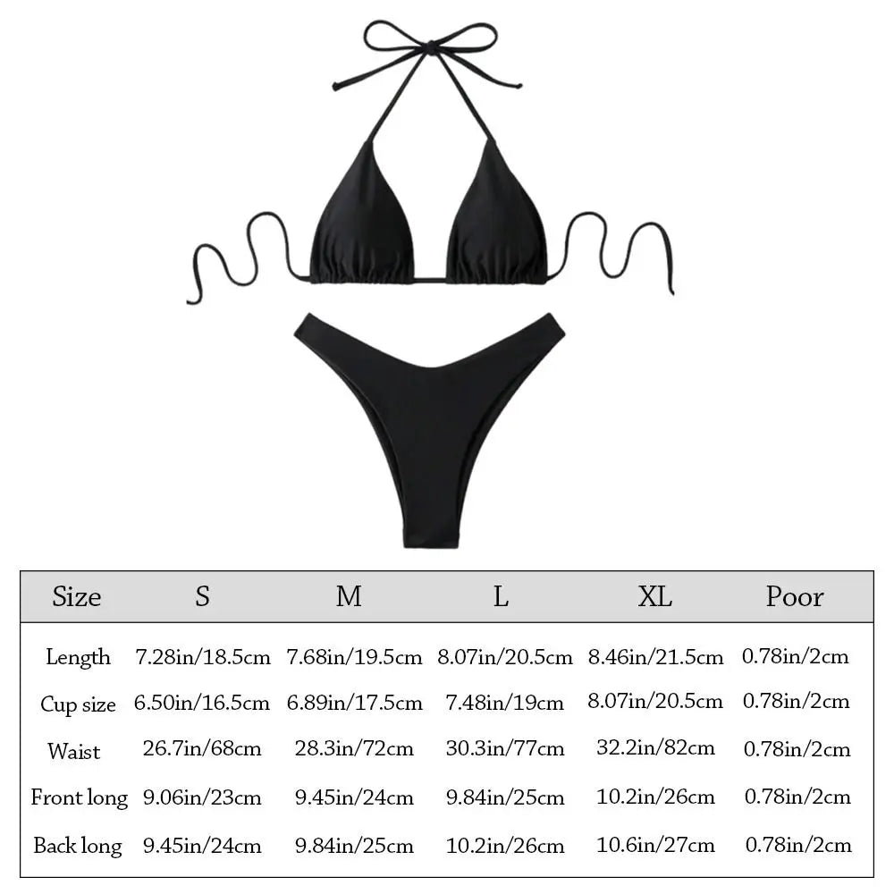 2Pcs/Set Fashion Summer Beach Bikini Brazilian Halter Women Swimsuit Bathing Suit Casual Swimwear Holiday