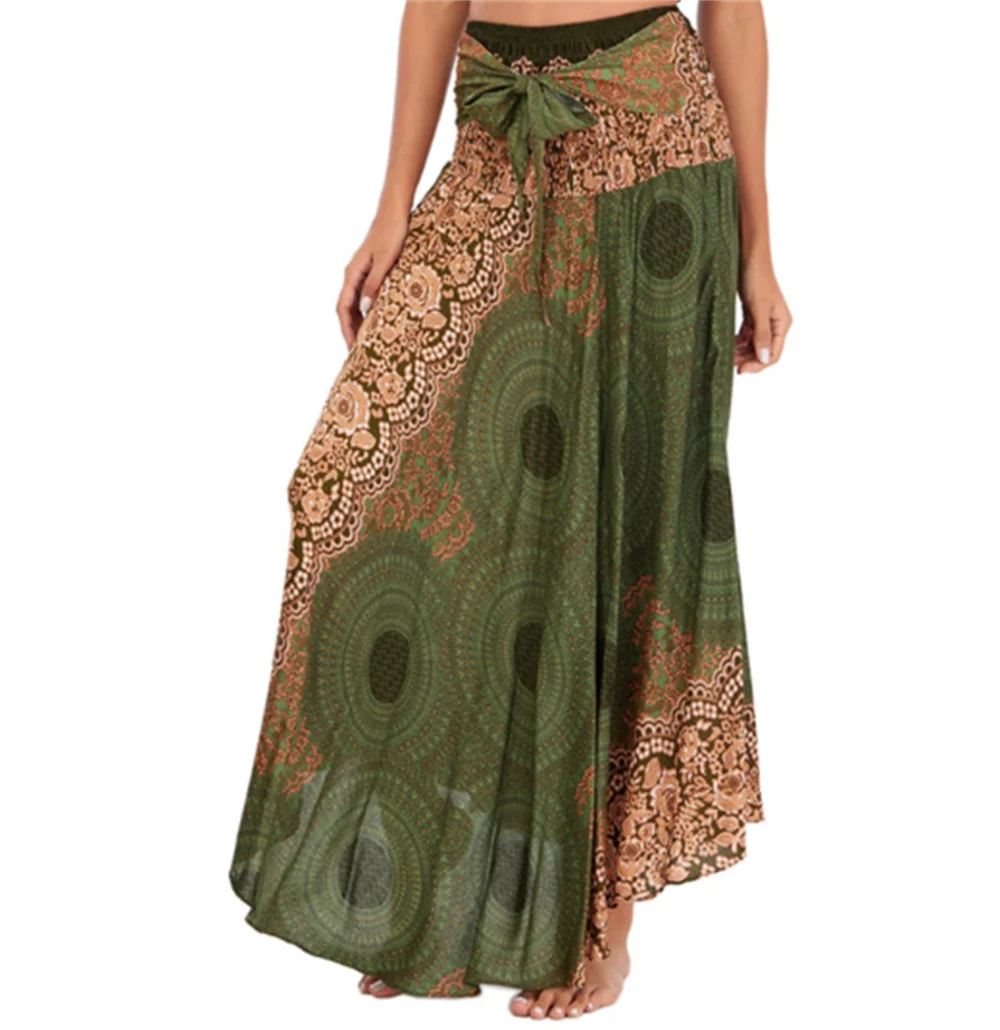 Boho Floral Maxi Skirt | Chiffon Gypsy Beach Skirt for Women