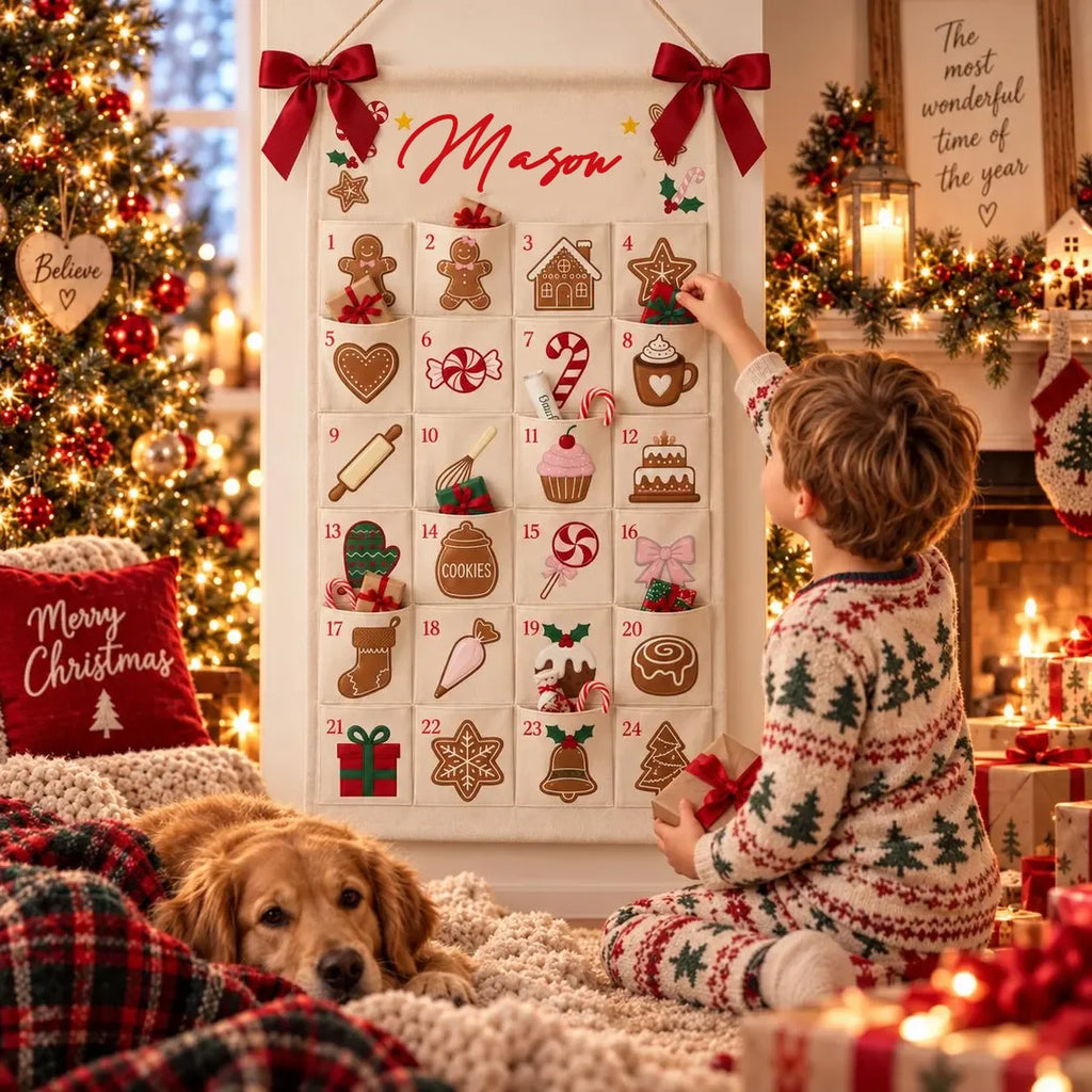 Reusable Christmas Advent Calendar – 24-Pocket Wall Hanging