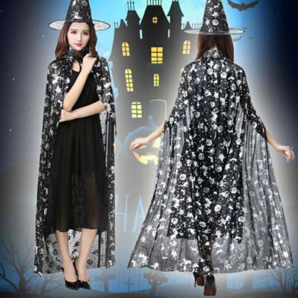 Halloween Witch Cloak & Hat Set | Pumpkin Bat Cosplay Costume