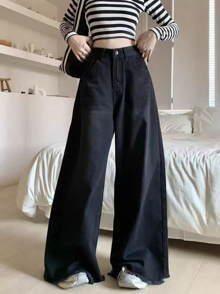 Wide Leg Jeans – Vintage Straight Denim Pants