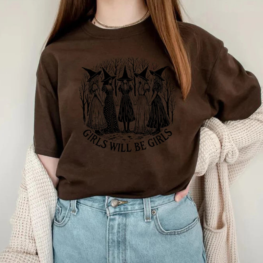 Halloween Witch T-Shirt | Girls Will Be Girls Witchy Vibes Tee