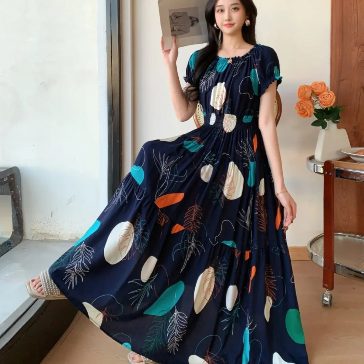 Cotton Silk Print Dress floral dress