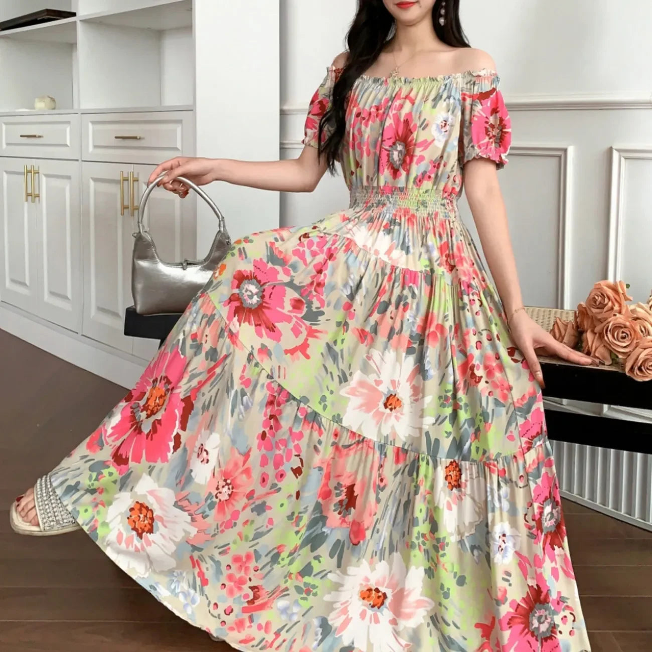 Cotton Silk Print Dress floral dress