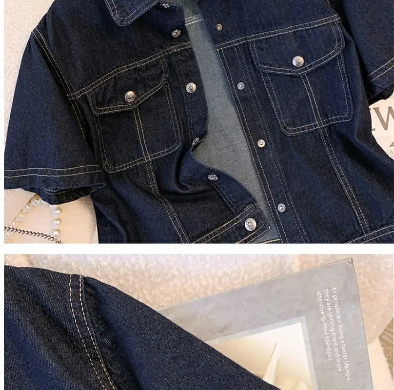 Short Sleeve Denim Jacket – Cropped Vintage Streetwear