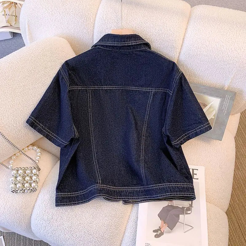 Short Sleeve Denim Jacket – Cropped Vintage Streetwear