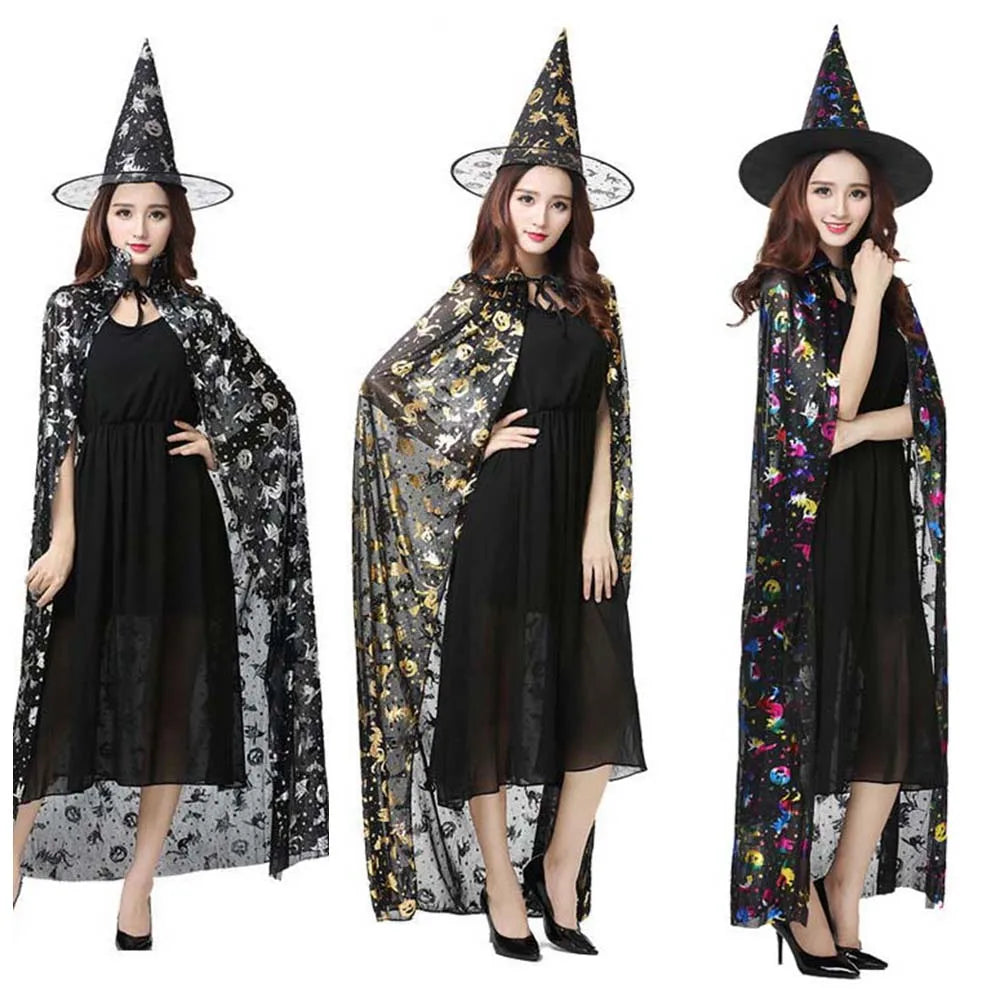 Halloween Witch Cloak & Hat Set | Pumpkin Bat Cosplay Costume
