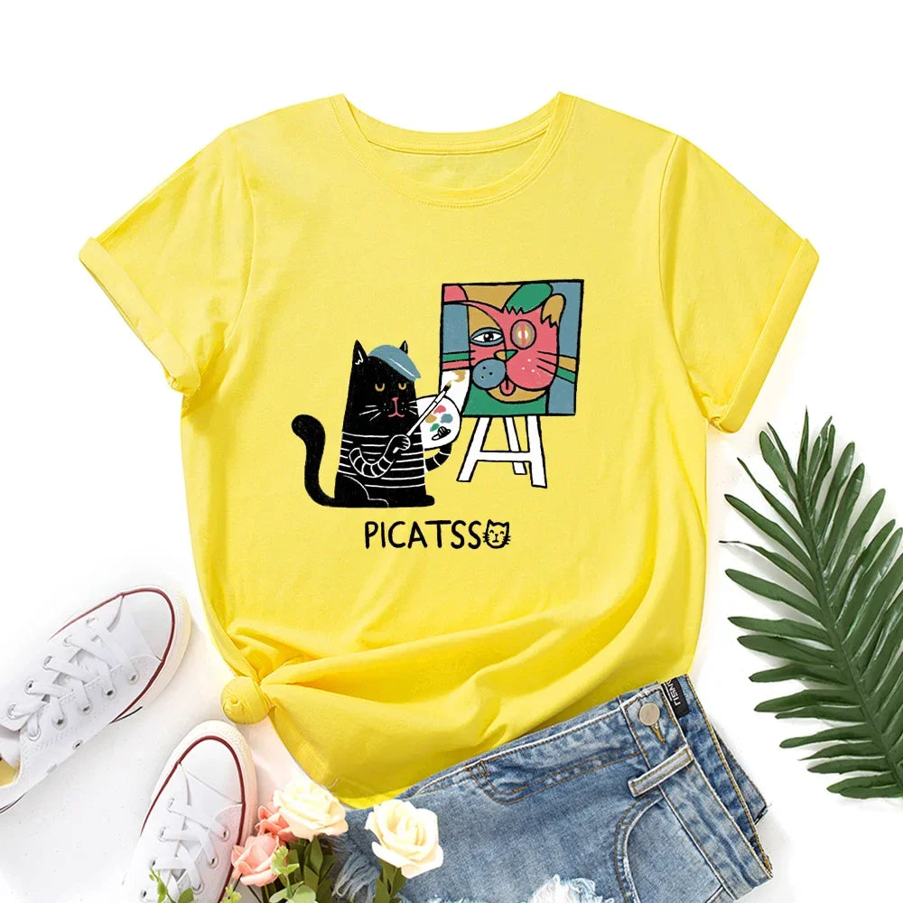 Oversized Women Short Sleeve T-shirt Fashion Graphic T Shirt 100% Cotton Women Top Summer Women's Tshirt Harajuku Woman Clothes
