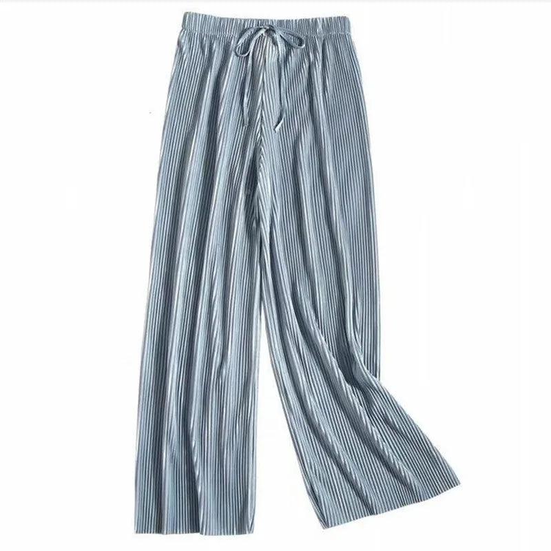 Wide Leg Pants for Women – Loose Fit Ice Silk Casual Cropped Trousers