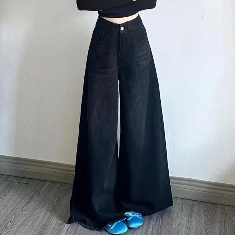 Wide Leg Jeans – Vintage Straight Denim Pants