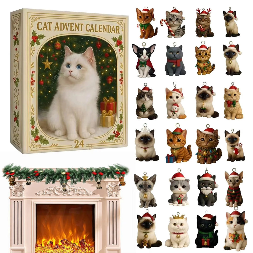 Kitten Advent Calendar – 24 Acrylic Christmas Tree Ornaments