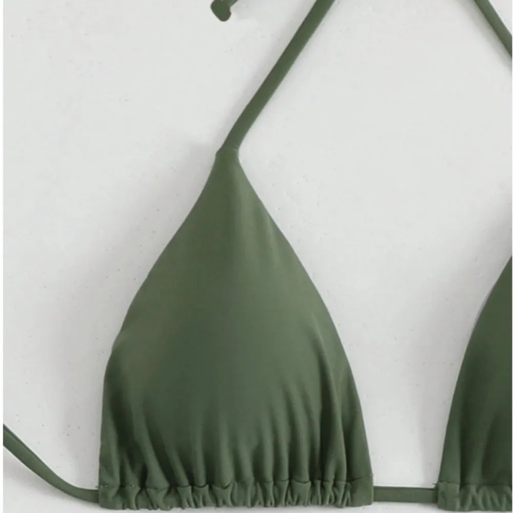 2Pcs/Set Fashion Summer Beach Bikini Brazilian Halter Women Swimsuit Bathing Suit Casual Swimwear Holiday