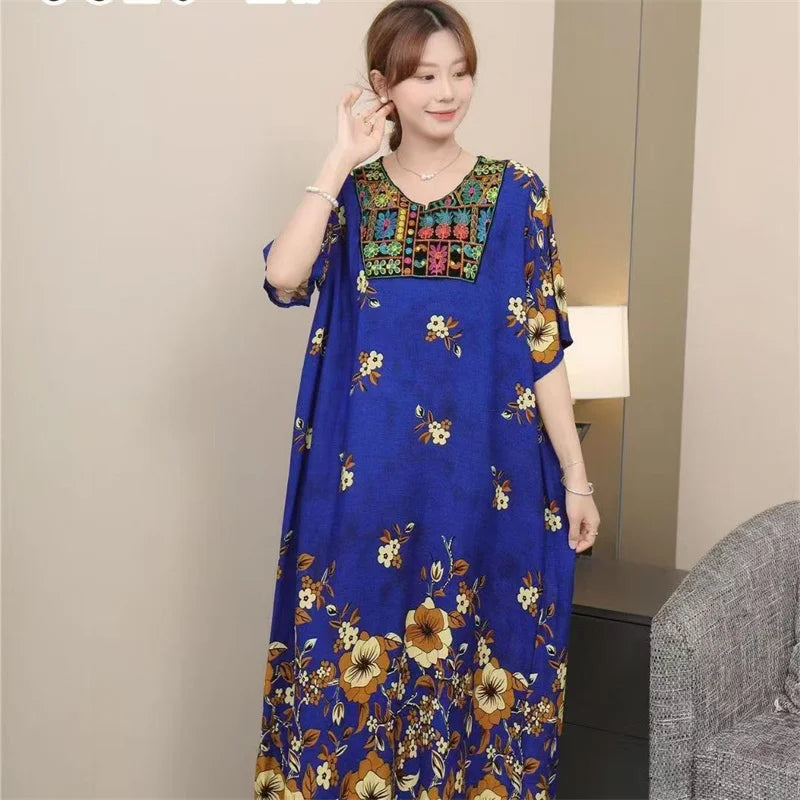 Cotton Home Nightgowns For Women Summer Vintage Style Pajamas Dress New Women's Sleepwear Clothes Loose Sleep Pyjama Nightdress