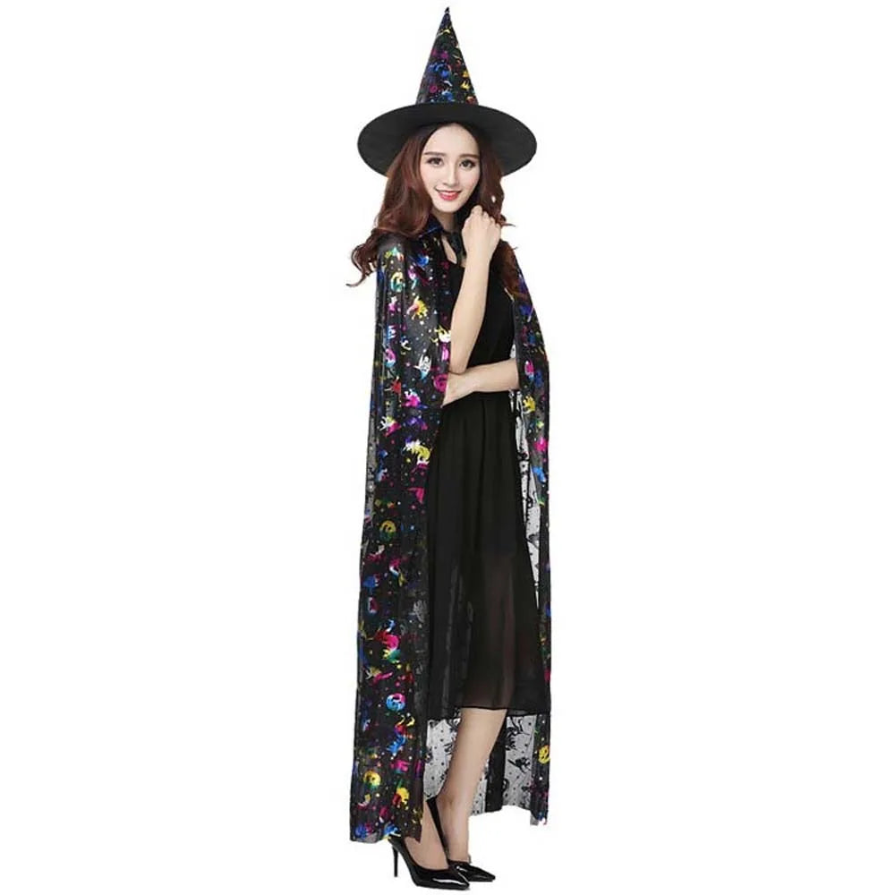 Halloween Witch Cloak & Hat Set | Pumpkin Bat Cosplay Costume