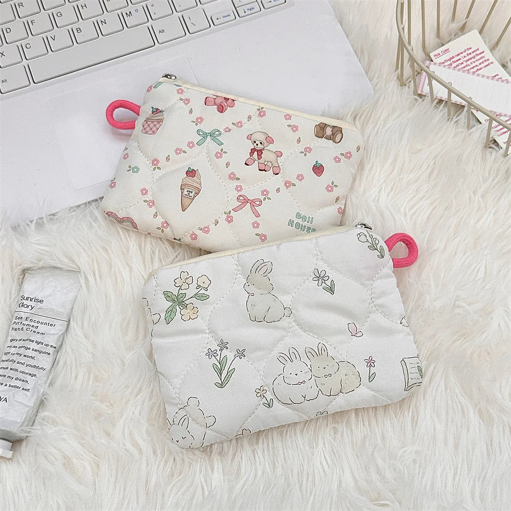 Portable Storage Bag Purse Women Mini Makeup Handbags Cute Cartoon Small Travel Cosmetic Lipstick Earphone Bag Card Wallet Pouch