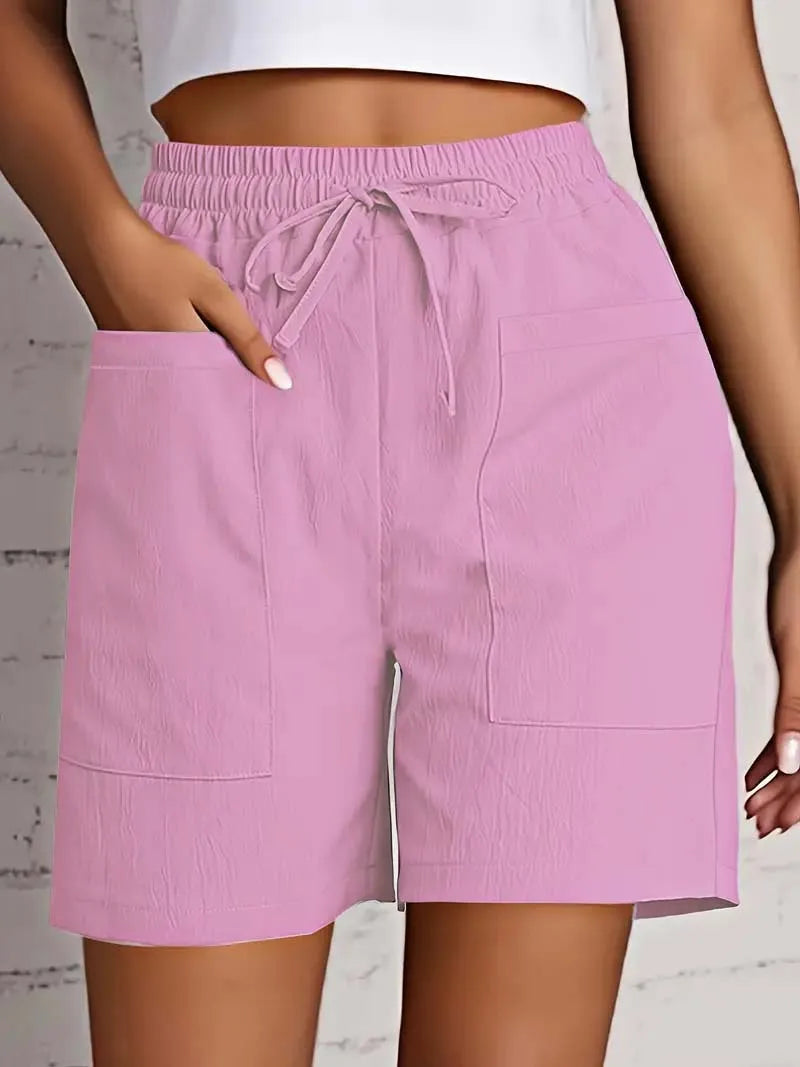Women's High Waist Casual Shorts – Loose Fit with Pockets