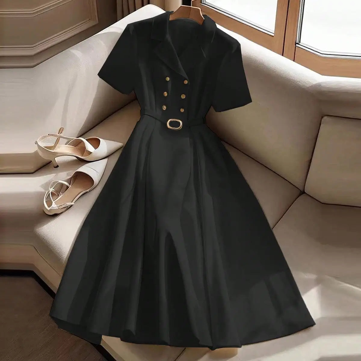 Elegant Midi Dress – Women's Work Commute