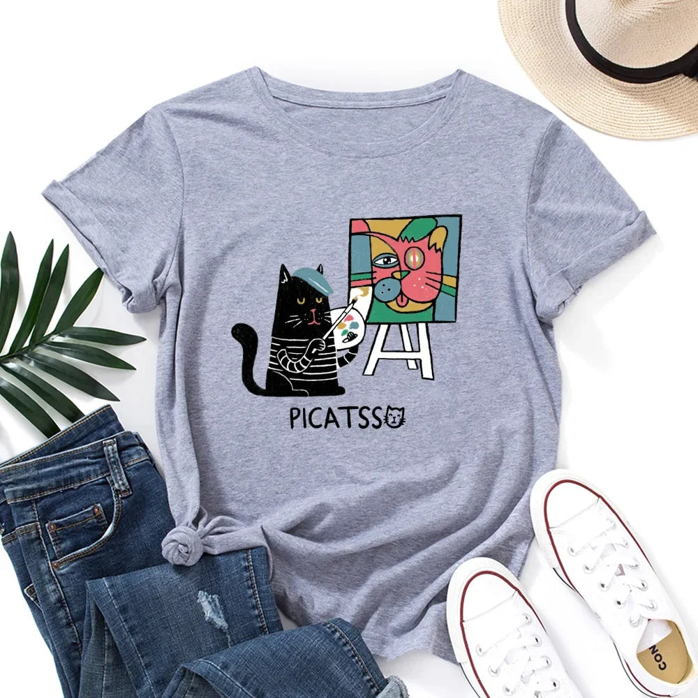 Oversized Women Short Sleeve T-shirt Fashion Graphic T Shirt 100% Cotton Women Top Summer Women's Tshirt Harajuku Woman Clothes