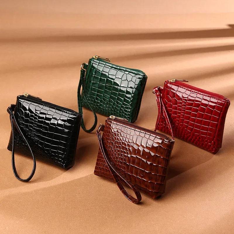 Women Small Square Zipper Coin Bags Purse PU Leather Money Pouch Short Wallet ID Bank Bus Credit Cards Protecting Bags Clutch