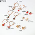 ZEMO 3-6pairs/lot Christmas Series Earring Set Women Men Cute Deer Stud Earrings Candy Cane Snowflake Ear Helix Tragus Piercings