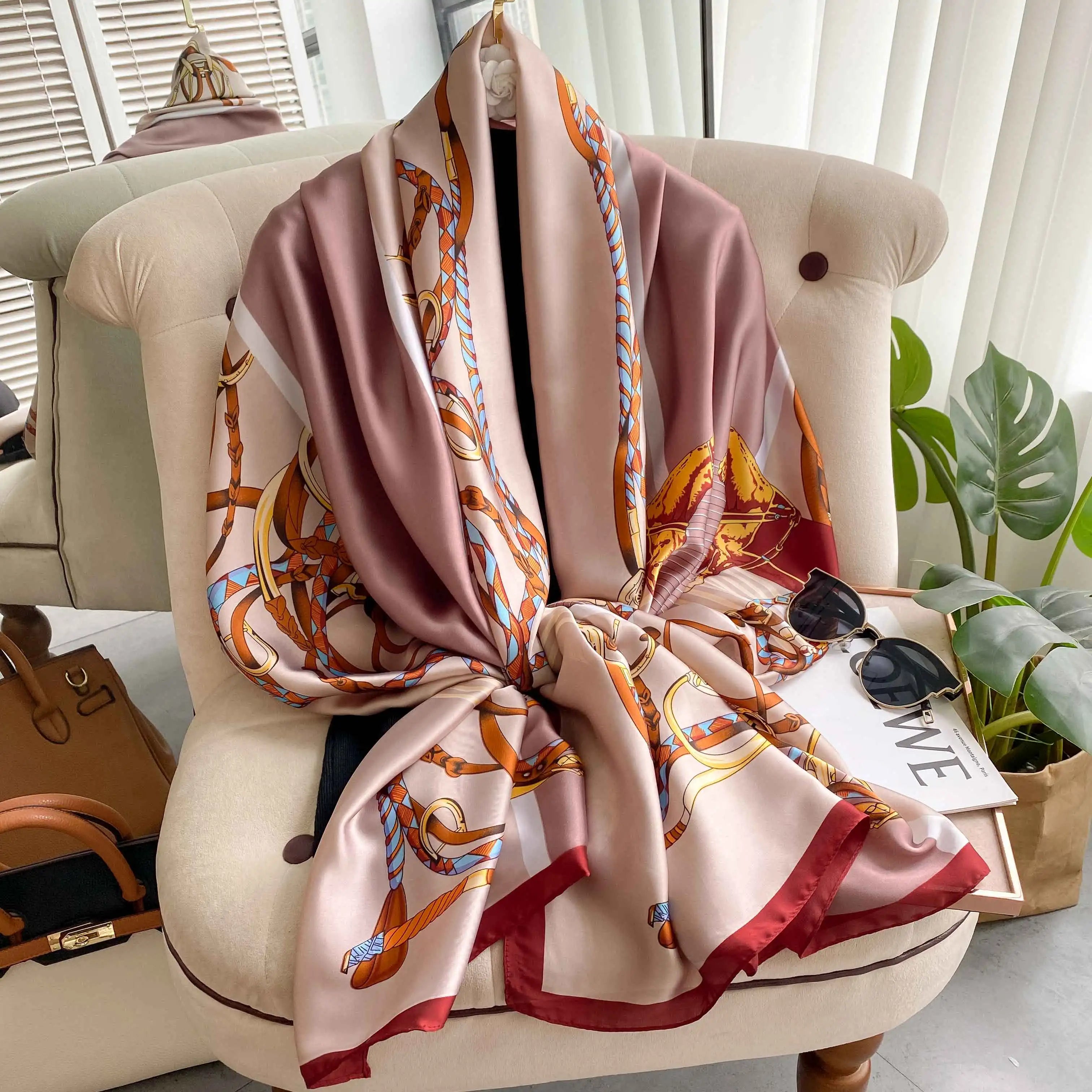Women's Fashion Silk Scarf & Headwrap – 180×90cm