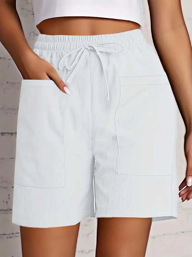 Women's High Waist Casual Shorts – Loose Fit with Pockets