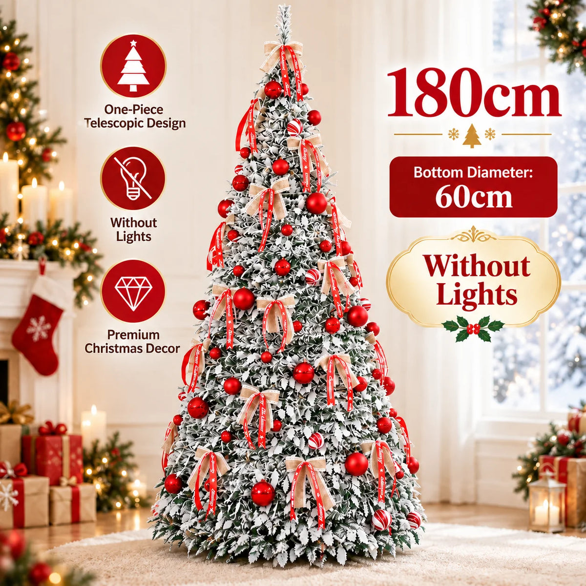 Foldable Christmas Tree – 120–210cm, With or Without Lights