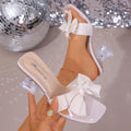 Summer Women Sandals 2025 Crystal Heel Sandals Solid Color Bow Strap Slippers Fashion High Heel Shoes for Women Zapatos De Mujer