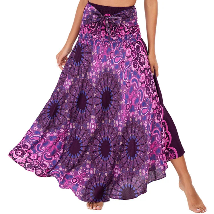 Boho Floral Maxi Skirt | Chiffon Gypsy Beach Skirt for Women