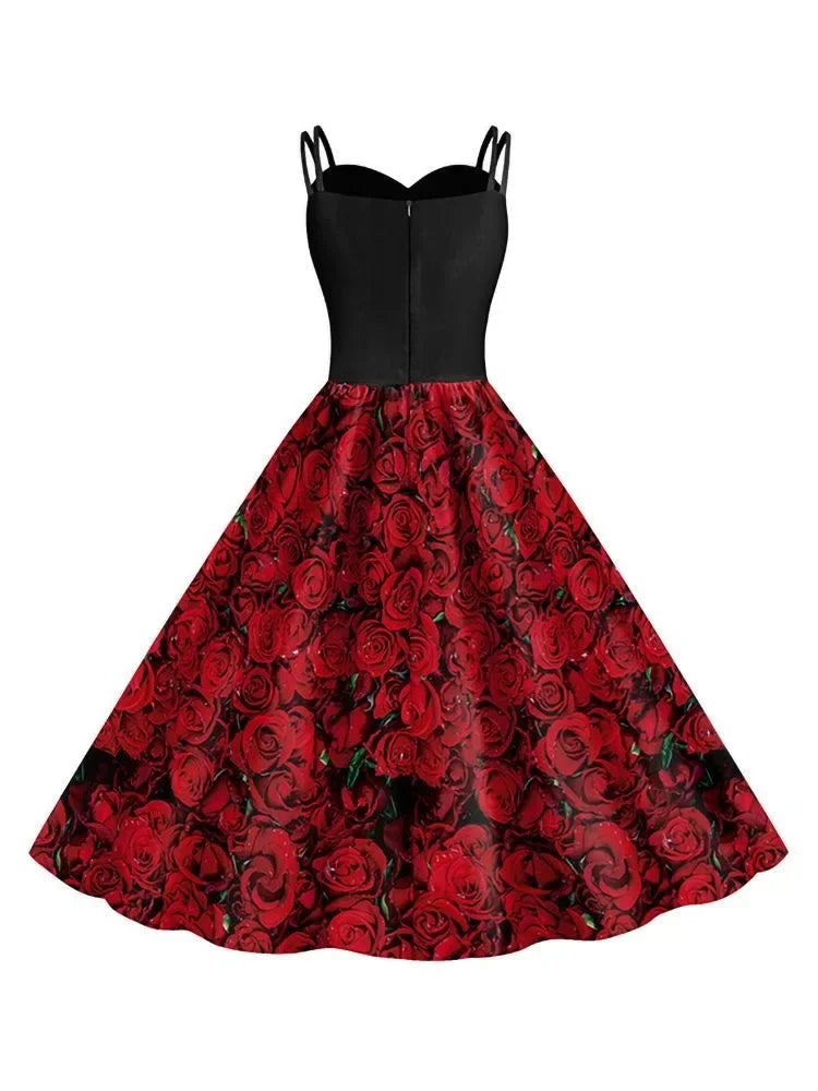 Halloween Skull Print Halter Dress | Gothic Party Dress for Women