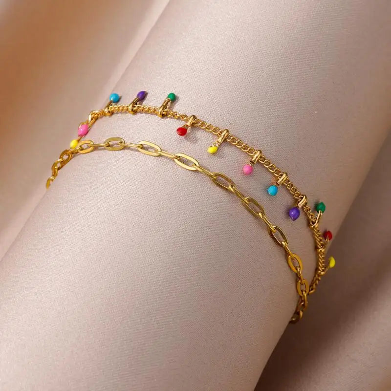 Women's Gold Pearl Anklet – Stainless Steel Summer Beach Ankle Bracelet
