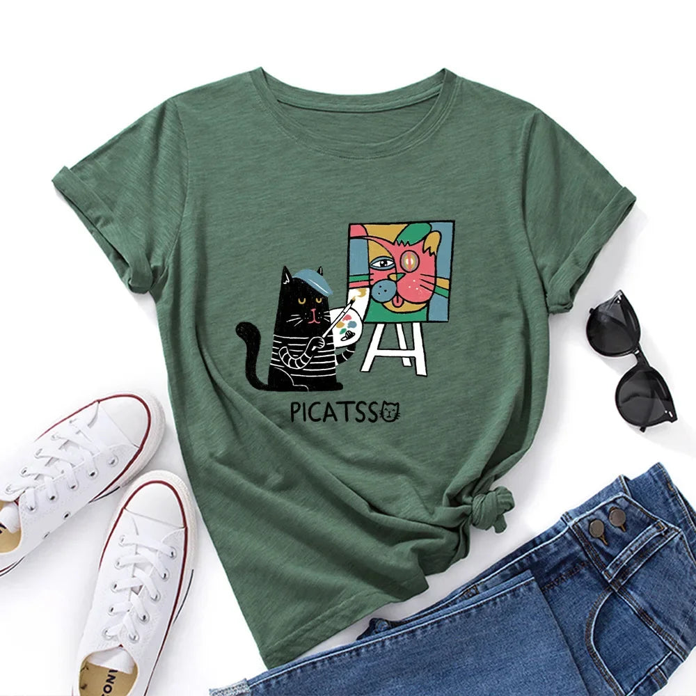 Oversized Women Short Sleeve T-shirt Fashion Graphic T Shirt 100% Cotton Women Top Summer Women's Tshirt Harajuku Woman Clothes