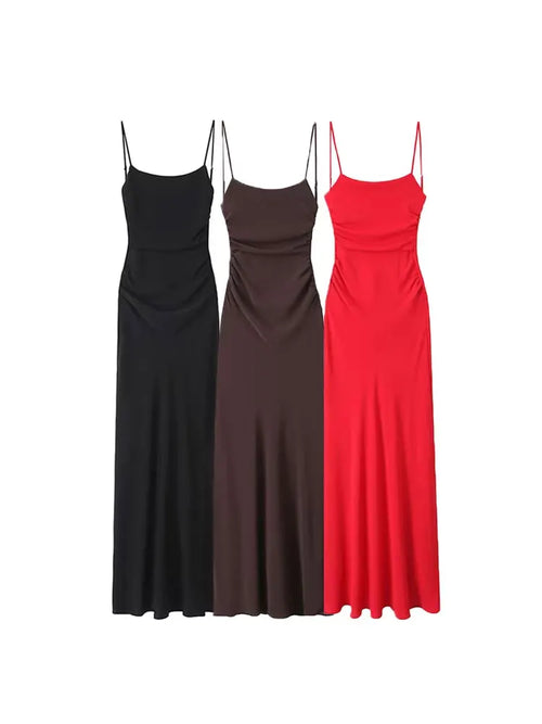 Women's draped midi dress – elegant casual fashion UK