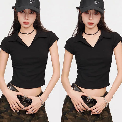 Women's cotton summer skinny slim basic solid crop top 