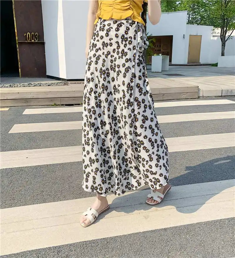 Floral Print Maxi Skirt | Bohemian High Waist Wrap Skirt for Women