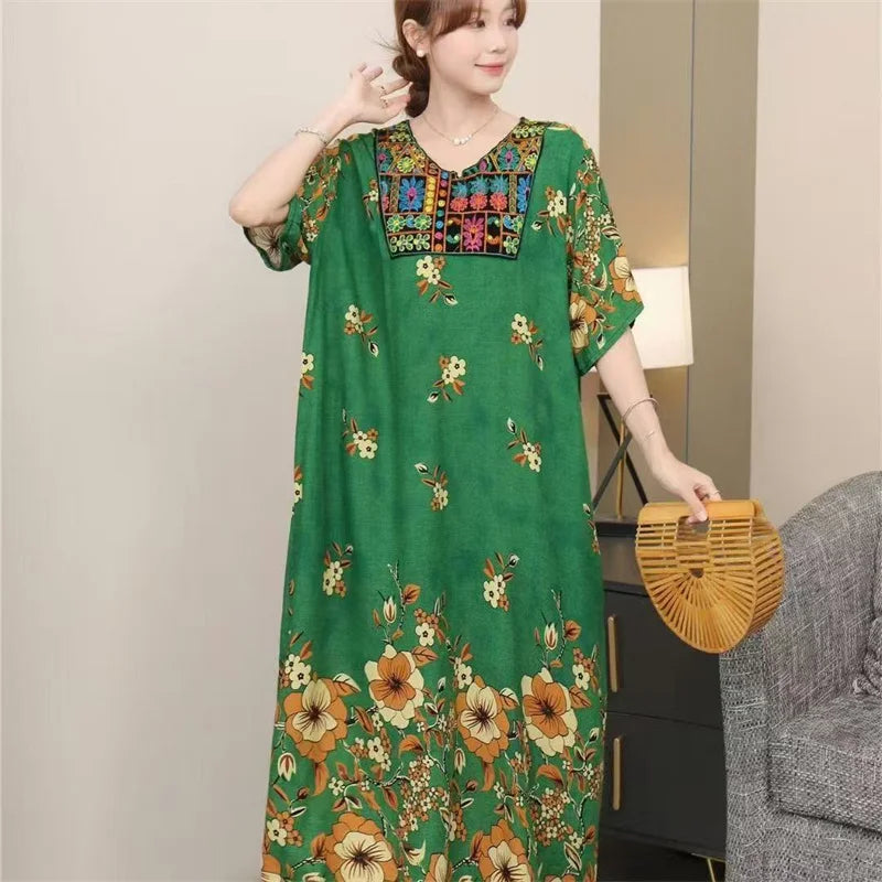 Cotton Home Nightgowns For Women Summer Vintage Style Pajamas Dress New Women's Sleepwear Clothes Loose Sleep Pyjama Nightdress