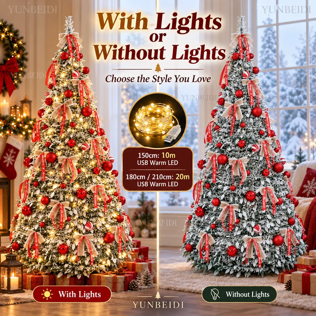 Foldable Christmas Tree – 120–210cm, With or Without Lights