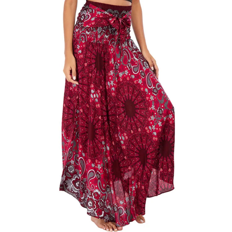 Boho Floral Maxi Skirt | Chiffon Gypsy Beach Skirt for Women