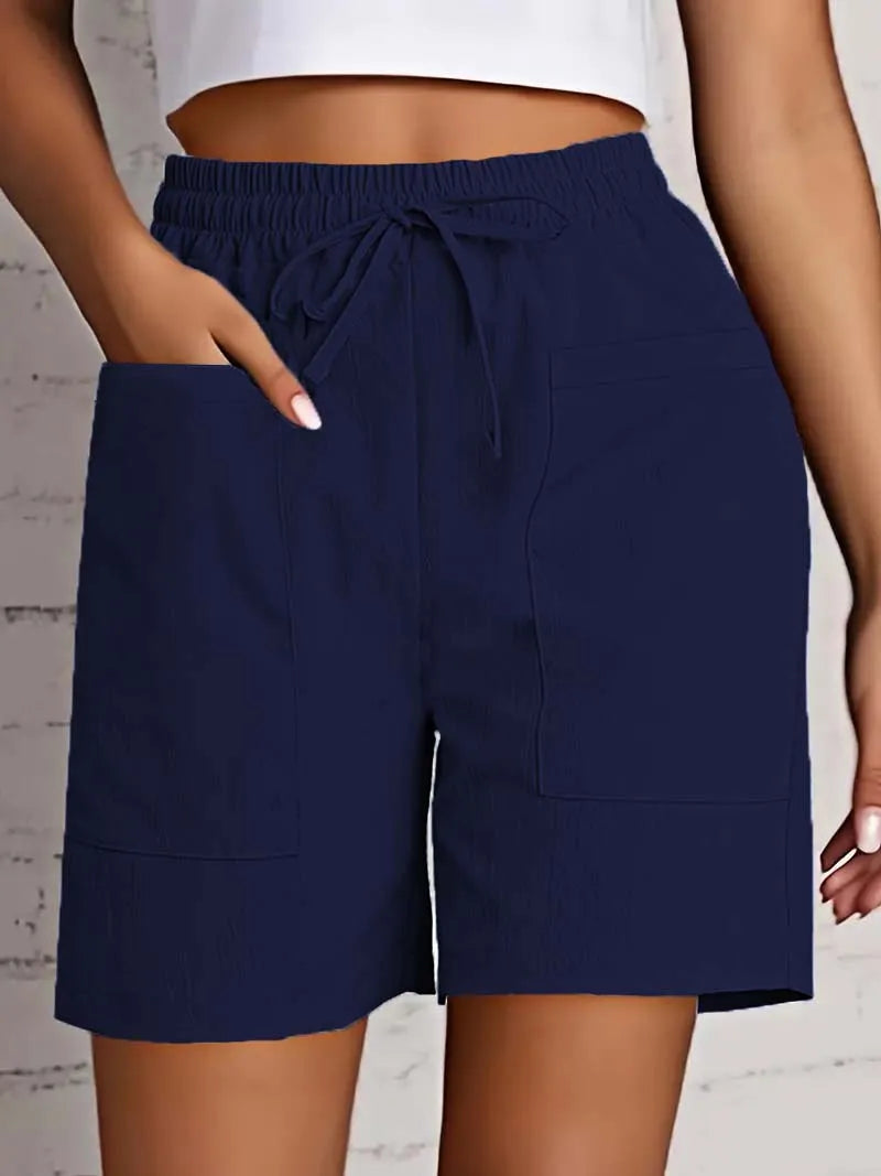 Women's High Waist Casual Shorts – Loose Fit with Pockets