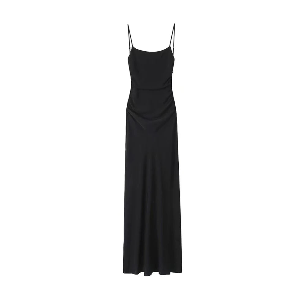 Draped Midi Dress – Straight Neck Women's