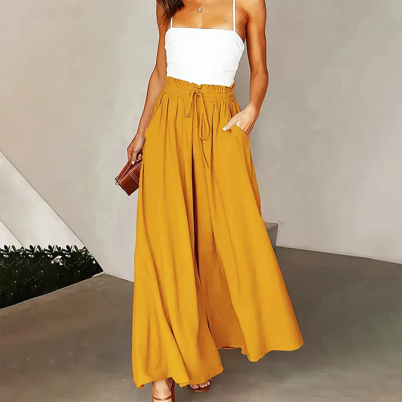 Waist-Cinching Maxi Skirt | Asymmetric High Waist Loose Skirt for Women