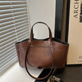 Women Tote Bag Underarm Bag Large Capacity PU Leather Shoulder Bags Vintage Solid Crossbody Bag Trendy Briefcase Bags with Purse