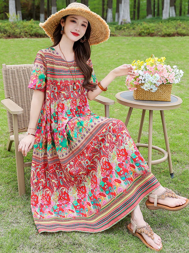 New Summer High-End Cotton Silk Dress Women's