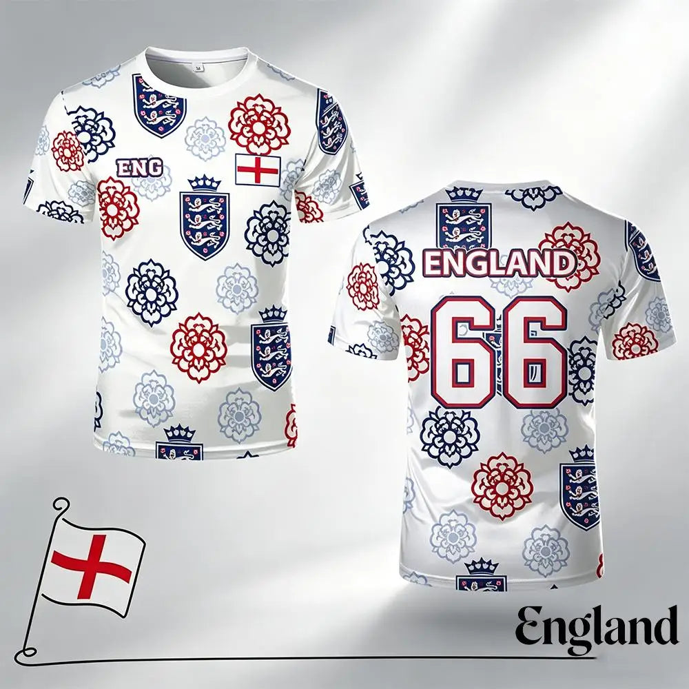 England Flag Football Jersey – Unisex 3D Print Breathable Tee