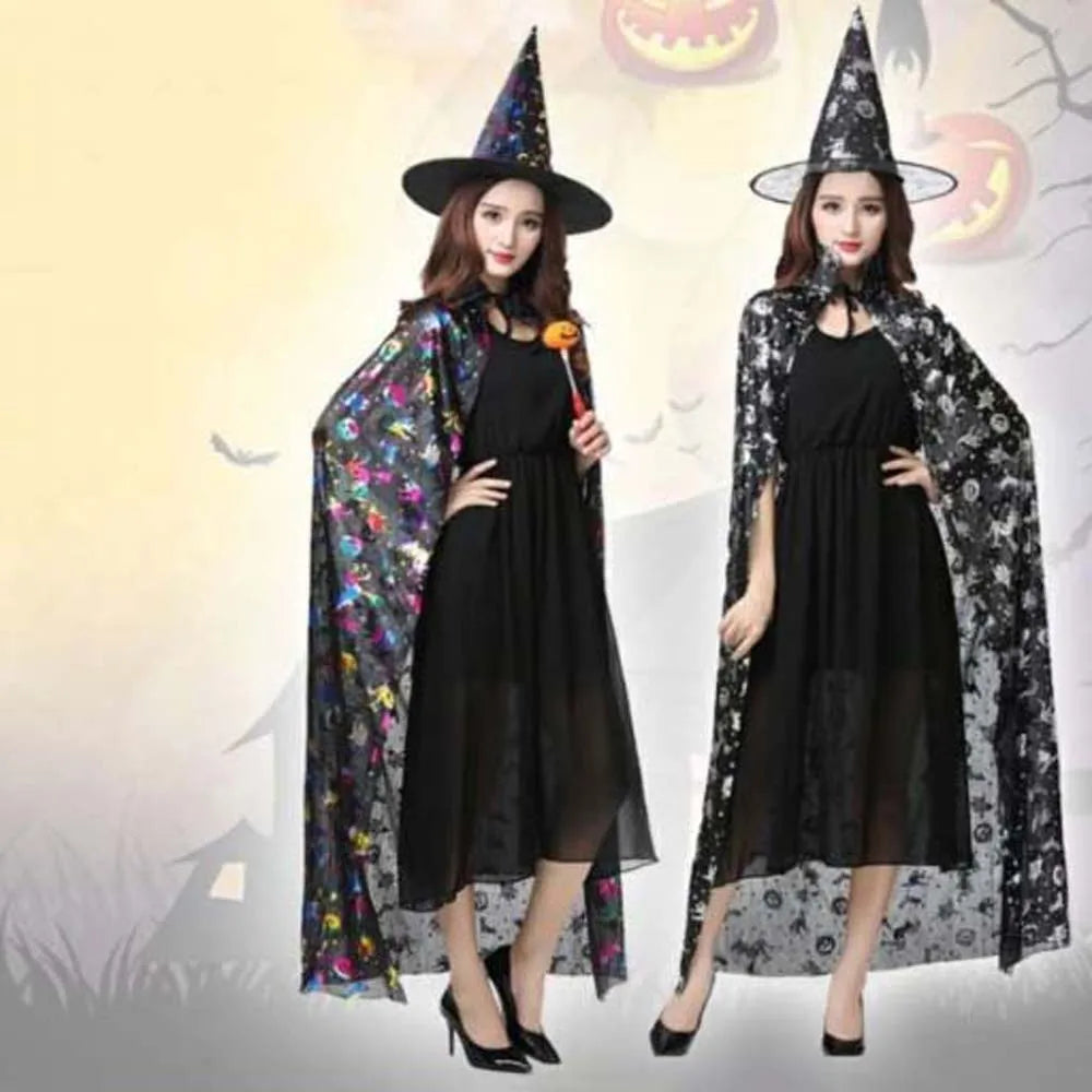 Halloween Witch Cloak & Hat Set | Pumpkin Bat Cosplay Costume