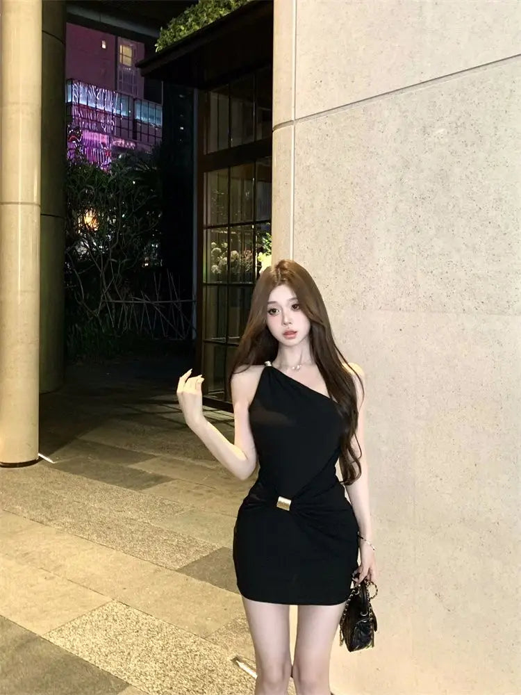 Side-shoulder Sleeveless Mini Dress | Women's A-Line