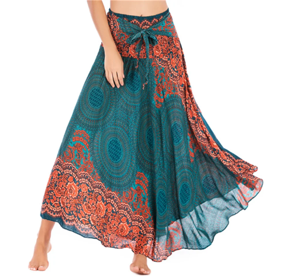 Boho Floral Maxi Skirt | Chiffon Gypsy Beach Skirt for Women
